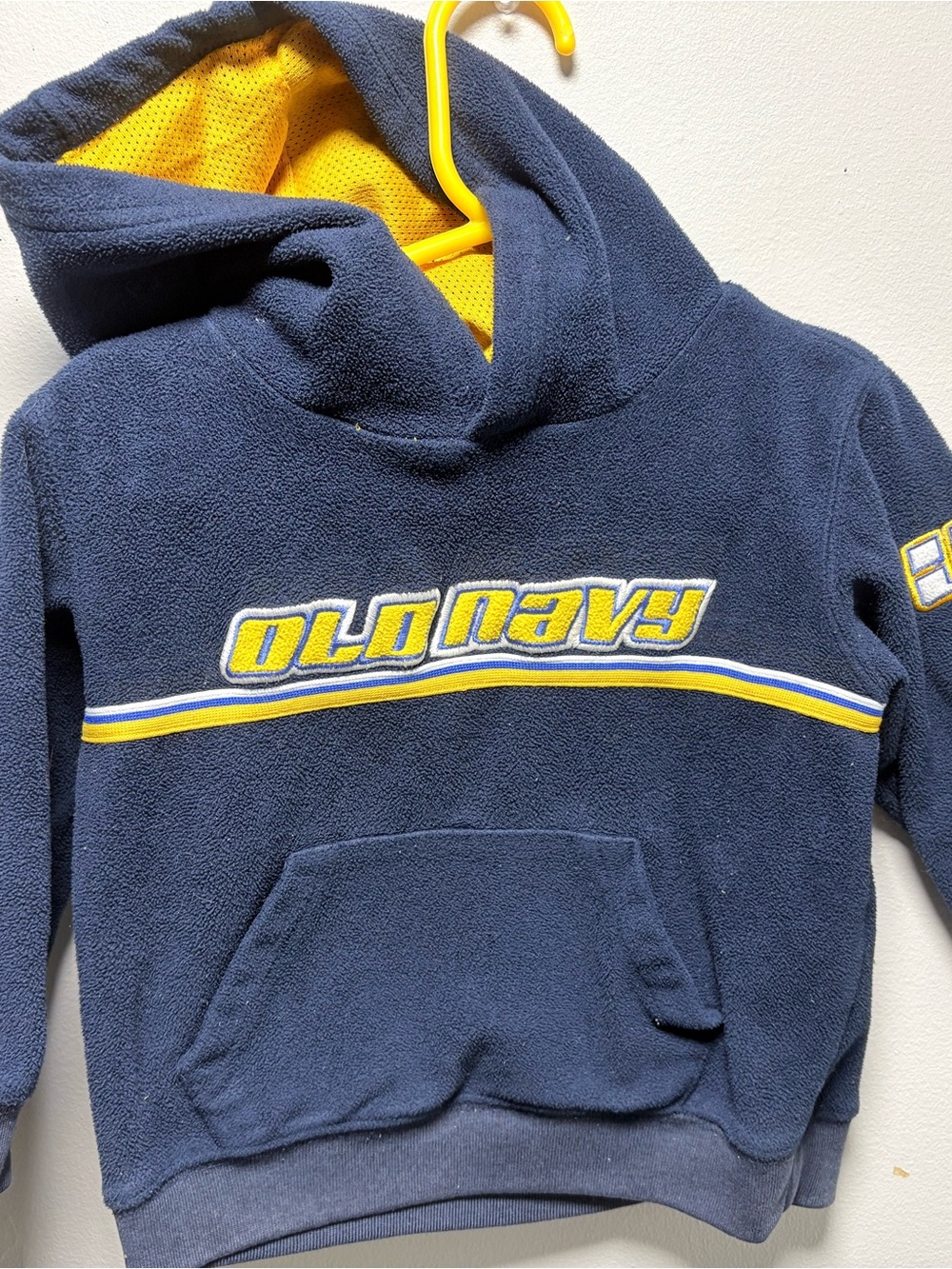 Old Navy Navy & Yellow Fleece Hoodie with Logo
